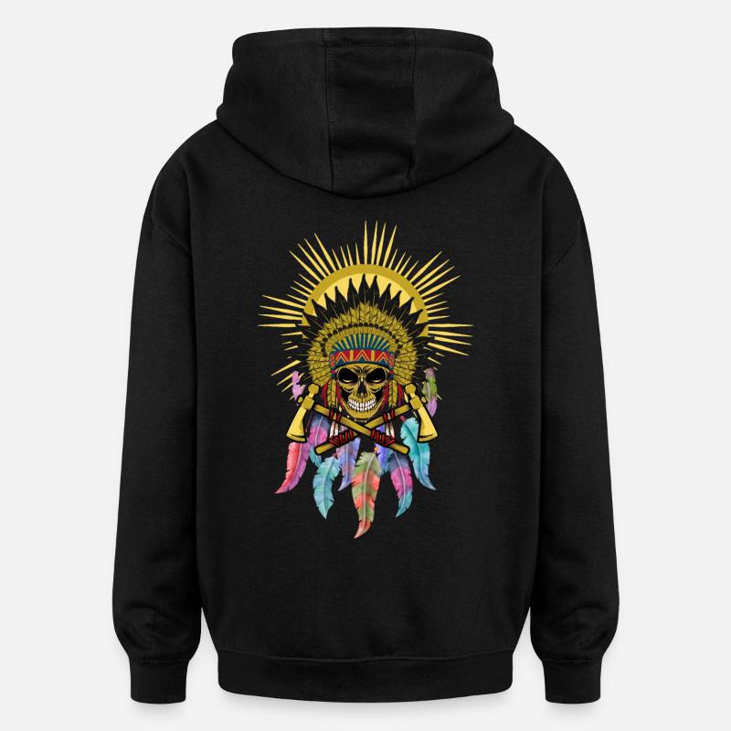 Chef du crâne de l’attrape-rêves - Sweat à capuche oversize unisexe - noir