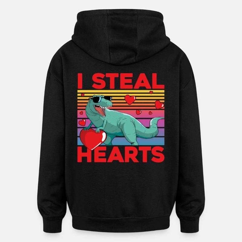 Je vole des cœurs - Sweat à capuche oversize unisexe - noir