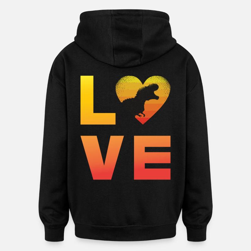 L’amour des dinosaures - Sweat à capuche oversize unisexe - noir