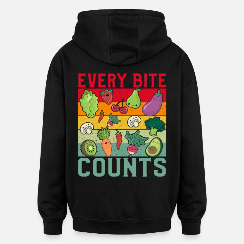 Chaque bouchée compte végétalien - Sweat à capuche oversize unisexe - noir
