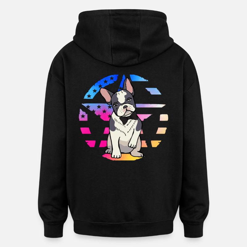 Bouledogue français - Sweat à capuche oversize unisexe - noir