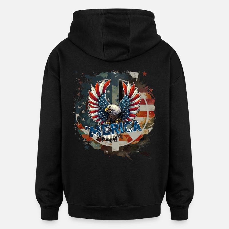 4 juillet - Sweat à capuche oversize unisexe - noir