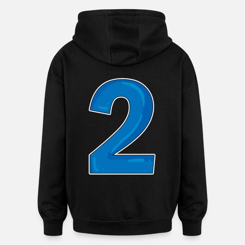 Deux - 2 - Nombre - Sweat à capuche oversize unisexe - noir