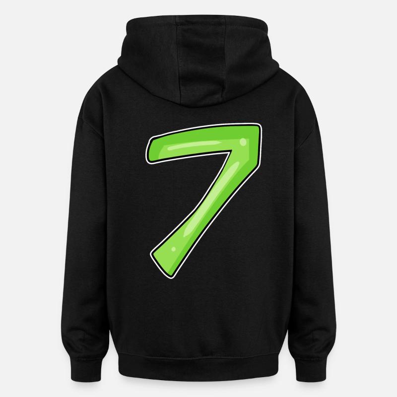 7 - sept verts - Sweat à capuche oversize unisexe - noir