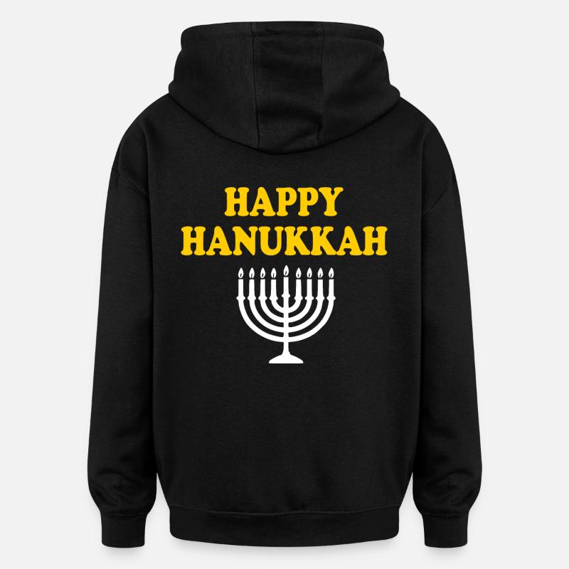 HAPPY HANUKKAH - Sweat à capuche oversize unisexe - noir