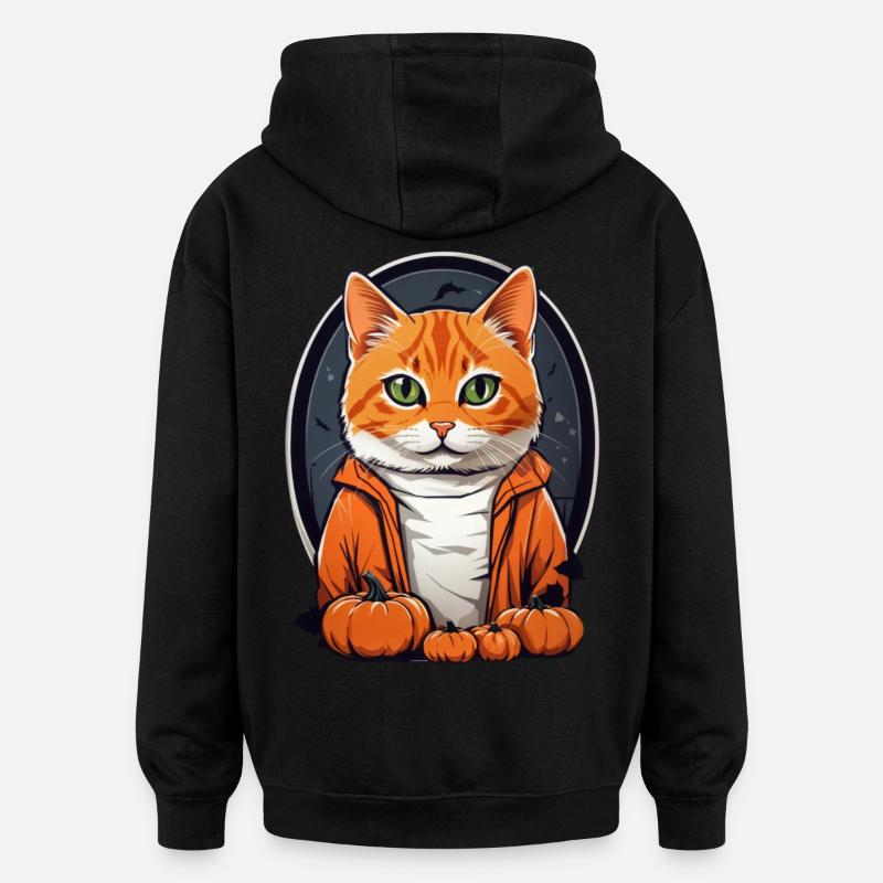 Chat d’Halloween - Sweat à capuche oversize unisexe - noir
