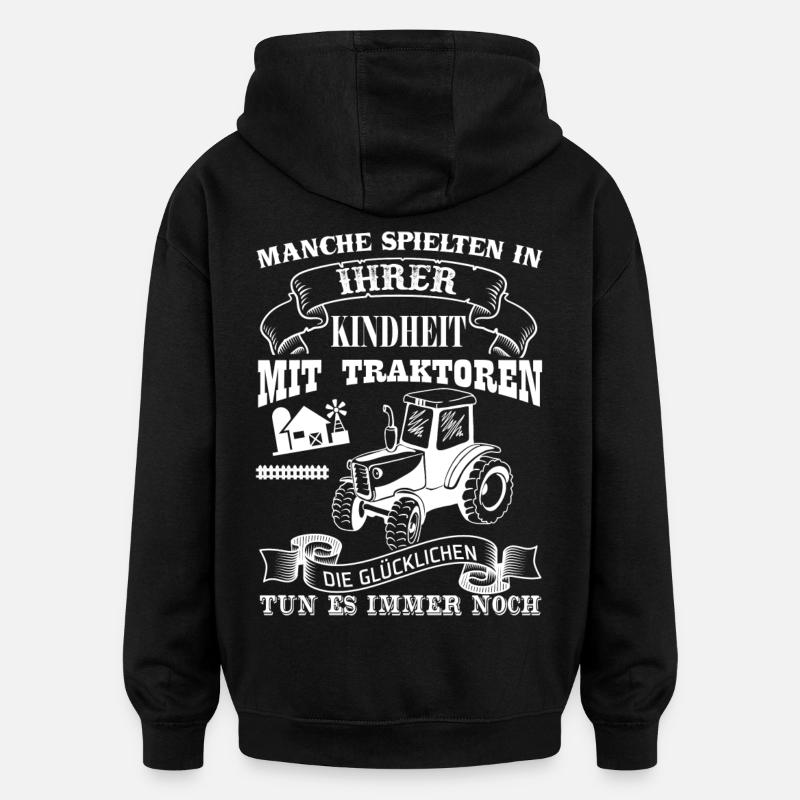 farmer tractor - Oversized Unisex Hoodie - black
