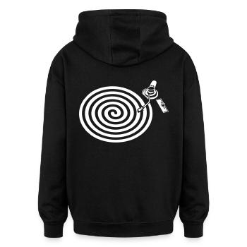 turn table vinyl spirale - Oversized Unisex Hoodie - Schwarz - Hinten - Noah (186cm)