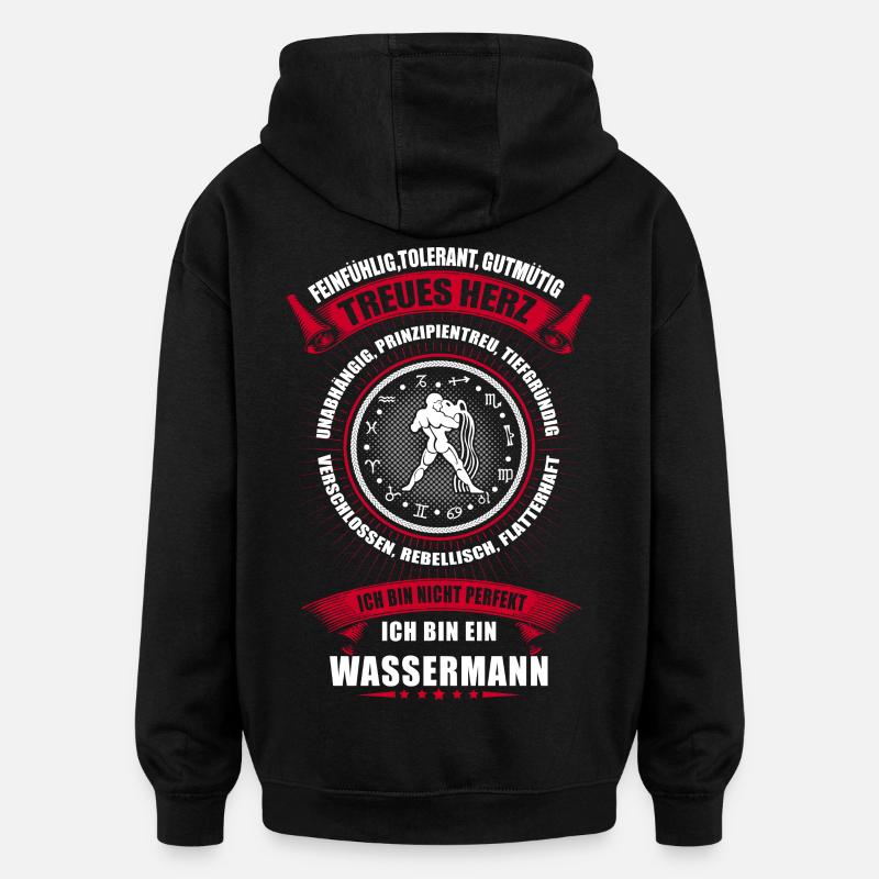 Wassermann Sternzeichen Horoskop - Oversized Unisex Hoodie - Schwarz