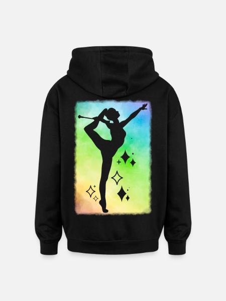 Twirleuse raindow background - Sweat à capuche oversize unisexe - noir