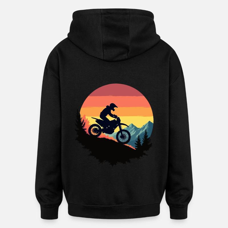 Motocyclette. Motards au look rétro. - Sweat à capuche oversize unisexe - noir
