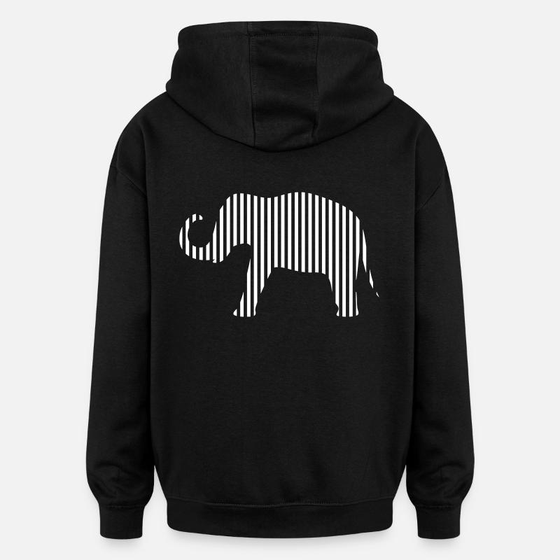 014 - Elefant Streifen - Oversized Unisex Hoodie - Schwarz