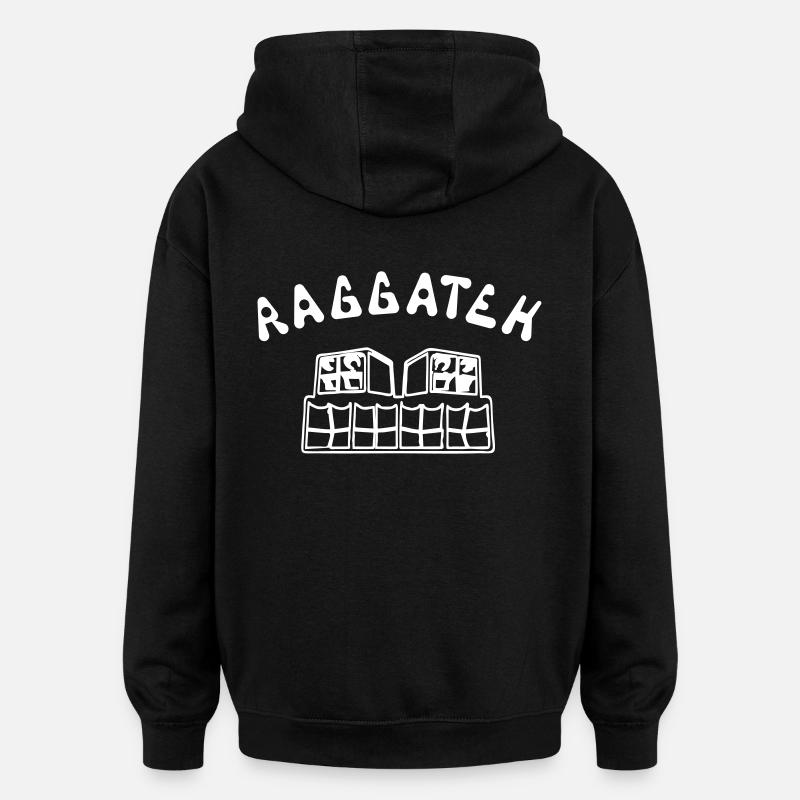 RAGGATEK - Sweat à capuche oversize unisexe - noir