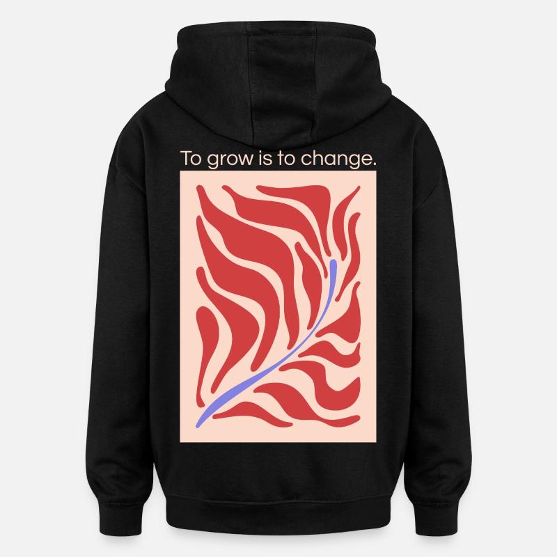 Growth through change – leaf shape pattern - Oversized Unisex Hoodie - black