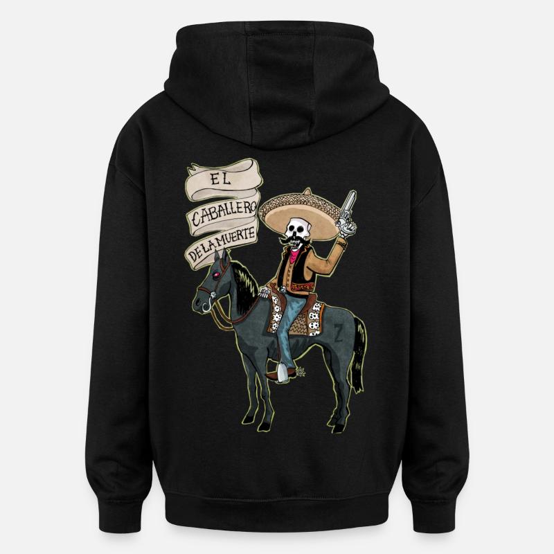 caballerodelamuerte - Sweat à capuche oversize unisexe - noir