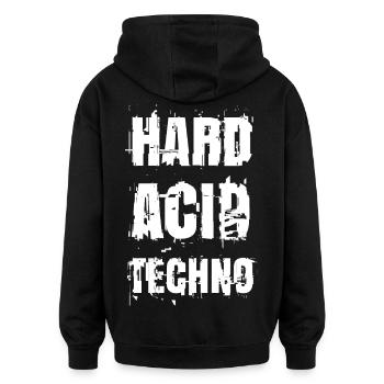 Hard Acid Techno Glitch - Oversized Unisex Hoodie - black - Back - Noah (186cm)