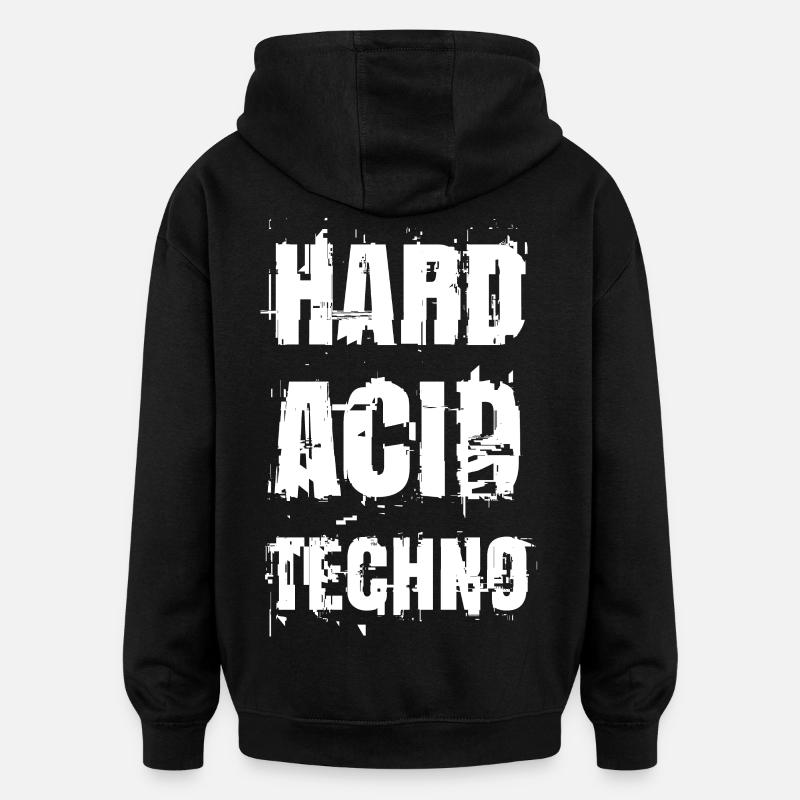 Hard Acid Techno Glitch - Sweat à capuche oversize unisexe - noir