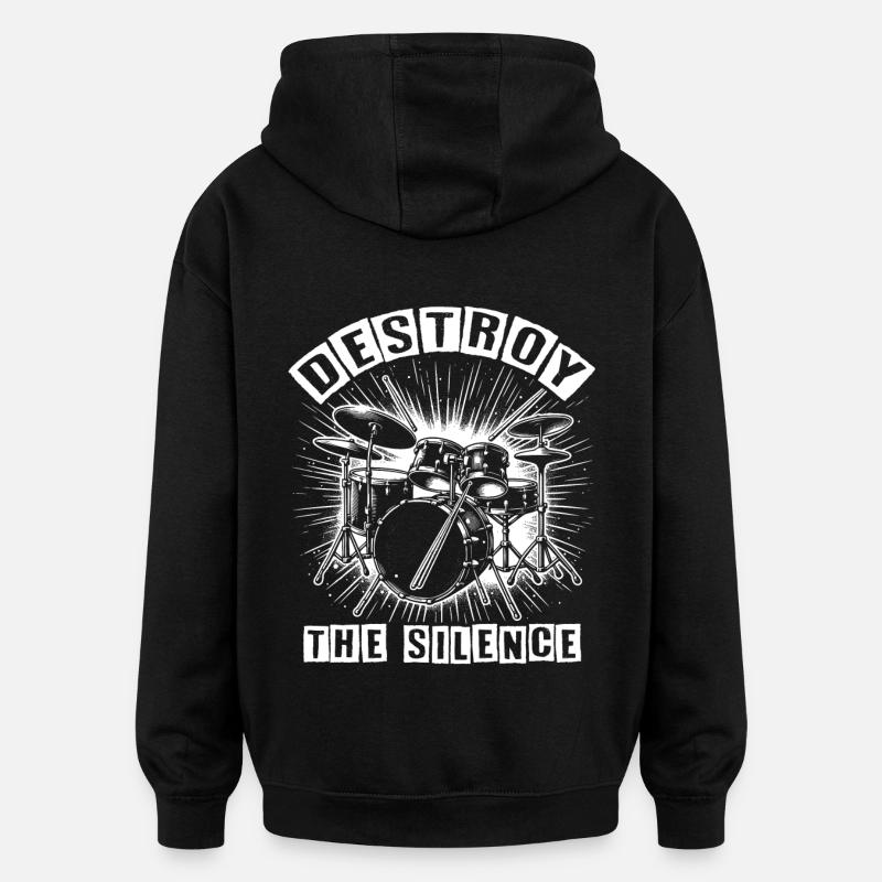 Batterie Batteur Destroy Silence Rockband - Sweat à capuche oversize unisexe - noir