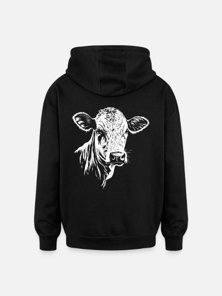 Cow Graphic - Oversized Unisex Hoodie - black