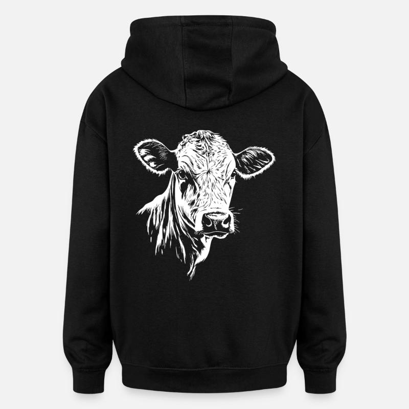 Graphique de la vache - Sweat à capuche oversize unisexe - noir