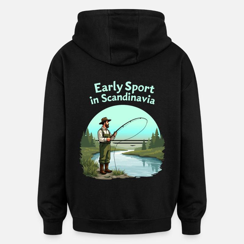 Pêche en Scandinavie - Sweat à capuche oversize unisexe - noir