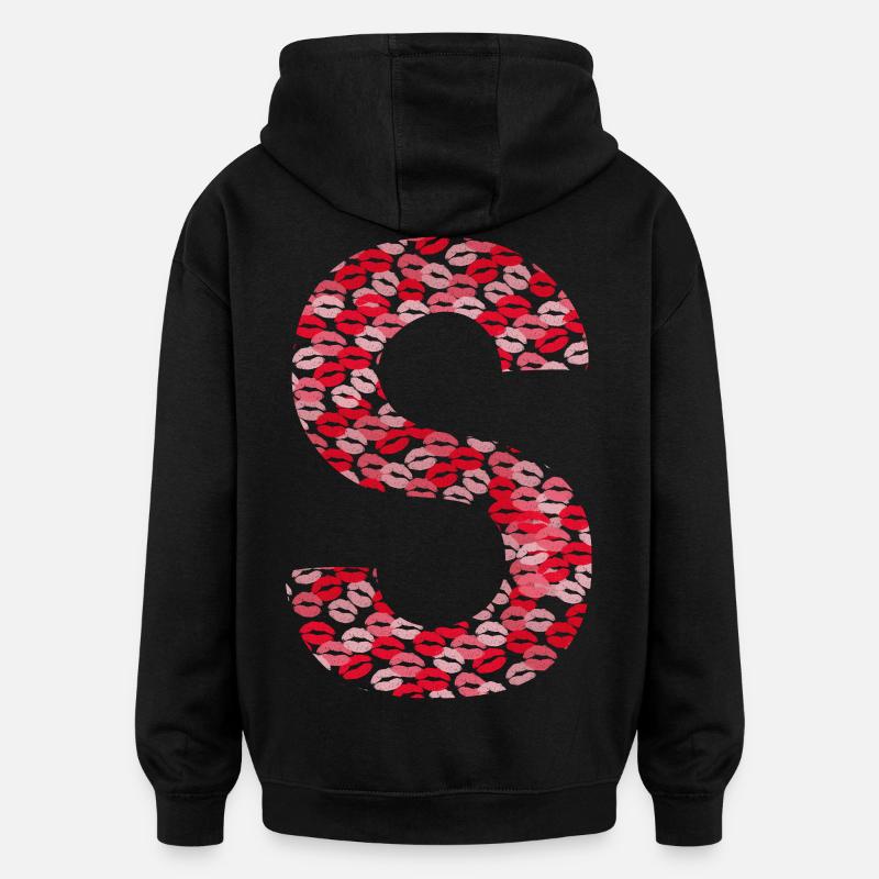 Lettre S - cadeau initial prénom - Sweat à capuche oversize unisexe - noir