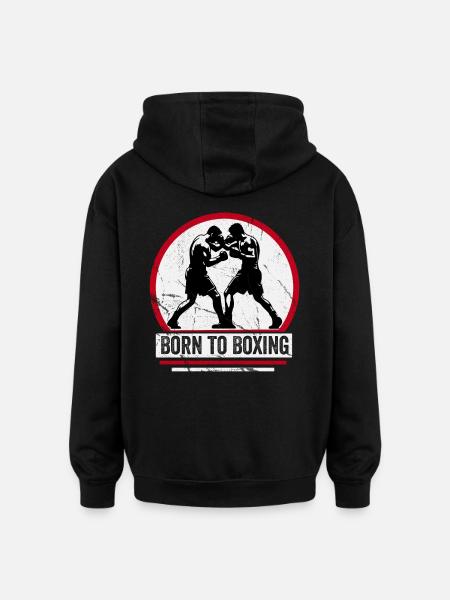 Né pour la boxe - Sweat à capuche oversize unisexe - noir