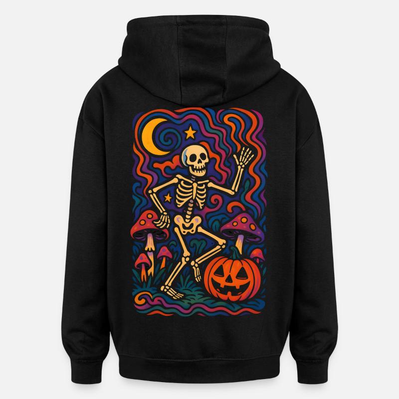 Dancing Skeleton – Retro Halloween Art - Oversized Unisex Hoodie - black