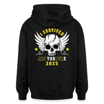 Abi 2025 - I survived Abi Torture 2025 Geschenk - Oversized Unisex Hoodie - Schwarz - Hinten - Noah (186cm)