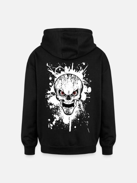skull grunge style 02 - Oversized Unisex Hoodie - black