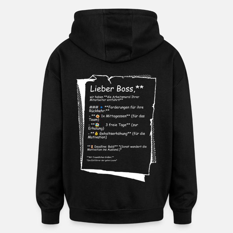 Die Arbeitsmoral - Oversized Unisex Hoodie - Schwarz