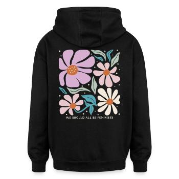 Subtiles Feministisches Statement Design - Oversized Unisex Hoodie - Schwarz - Hinten - Noah (186cm)