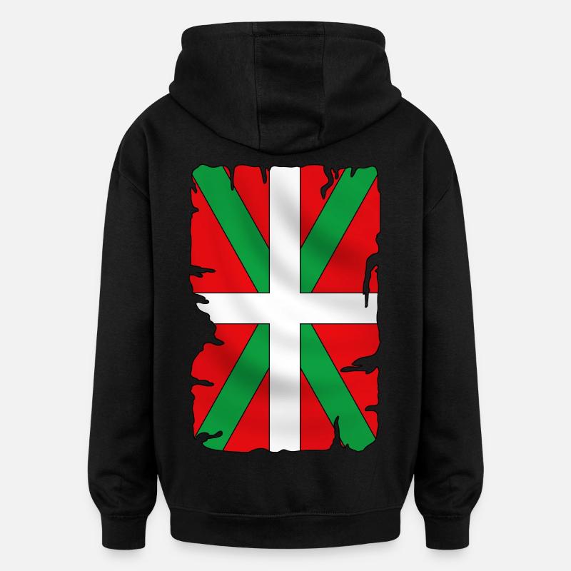 basque drapeau - ikurriña - Sweat à capuche oversize unisexe - noir
