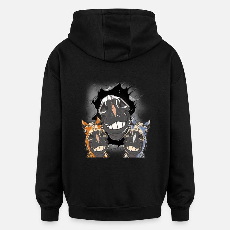 Cheval Chevaux Tête de cheval - Sweat à capuche oversize unisexe - noir