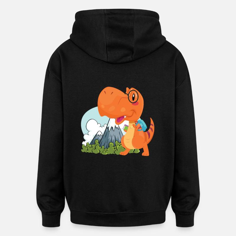 cool funny nerd Dino - Oversized Unisex Hoodie - black