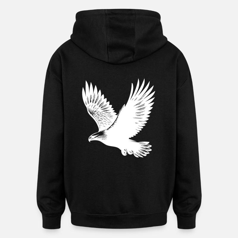 Elegant eagle on huge wings - Oversized Unisex Hoodie - black