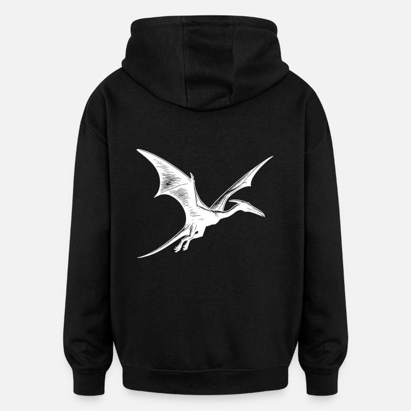 Pterosaur Dino Pteranodon Flying Dinosaur - Oversized Unisex Hoodie - black