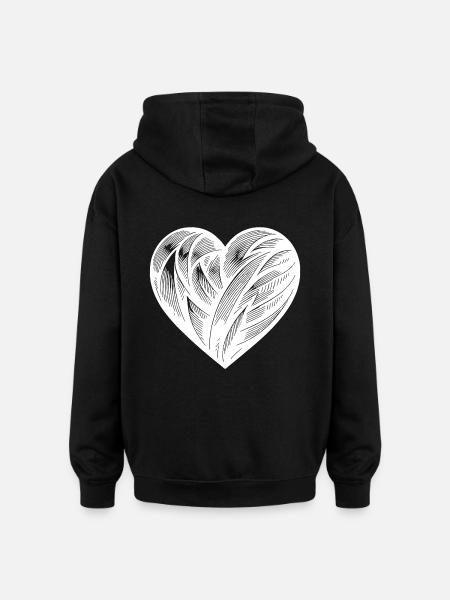 Elegantes Tattoo Herz - Oversized Unisex Hoodie - Schwarz