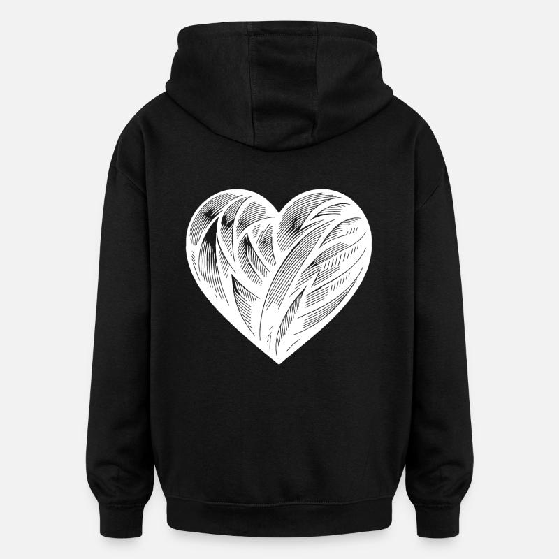 Elegantes Tattoo Herz - Oversized Unisex Hoodie - Schwarz