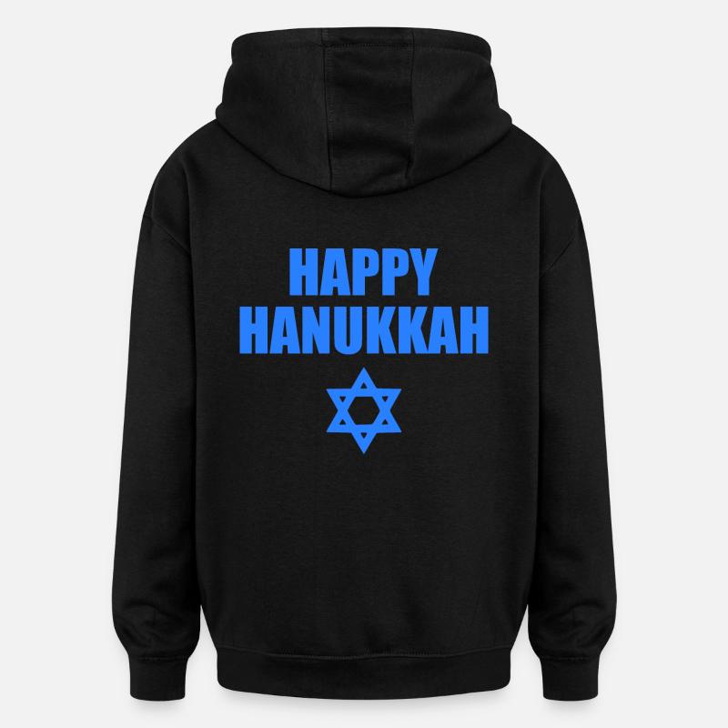 happy hanukkah - Sweat à capuche oversize unisexe - noir