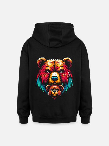 Mama Bear and Bear Child - Oversized Unisex Hoodie - black