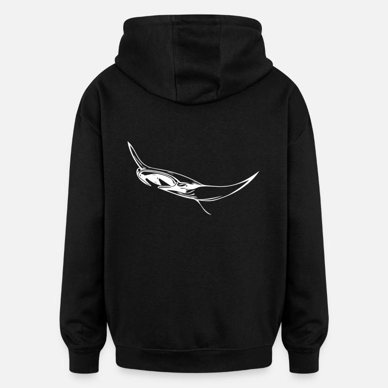 Elegant floating manta rays - Oversized Unisex Hoodie - black