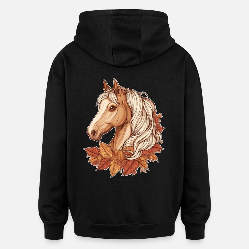 Cheval automne - Sweat à capuche oversize unisexe - noir