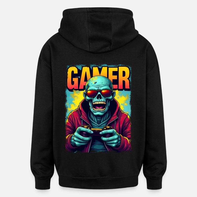 Zocker-Zombie mit Controller - Oversized Unisex Hoodie - Schwarz