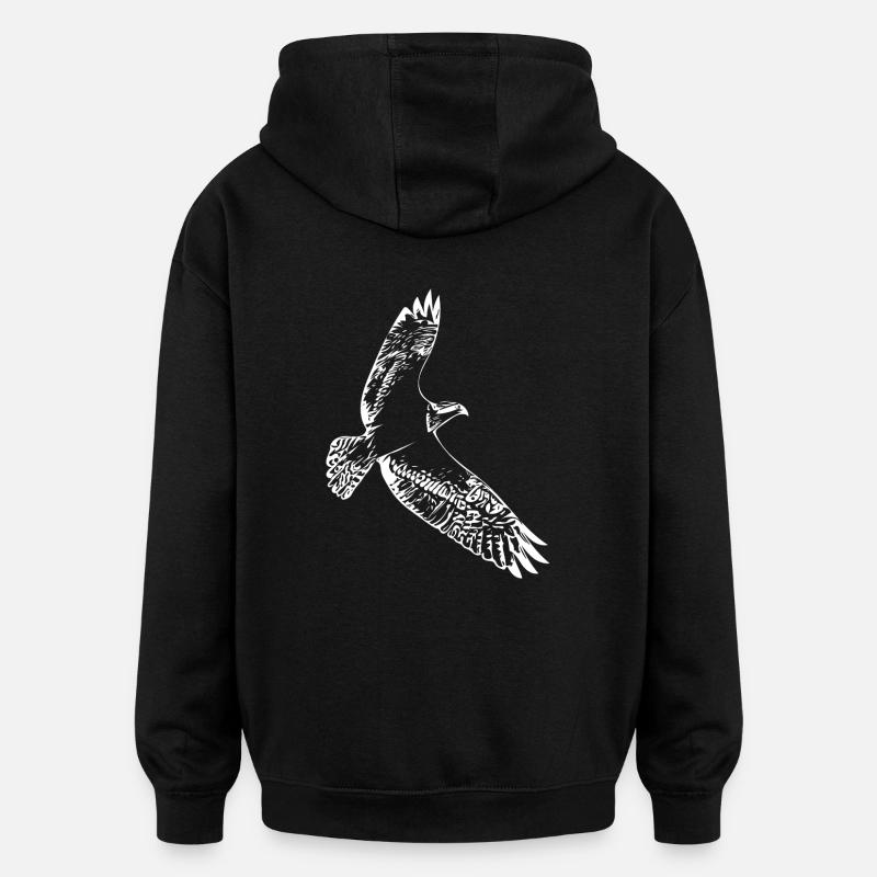 Hawk in flight - Oversized Unisex Hoodie - black