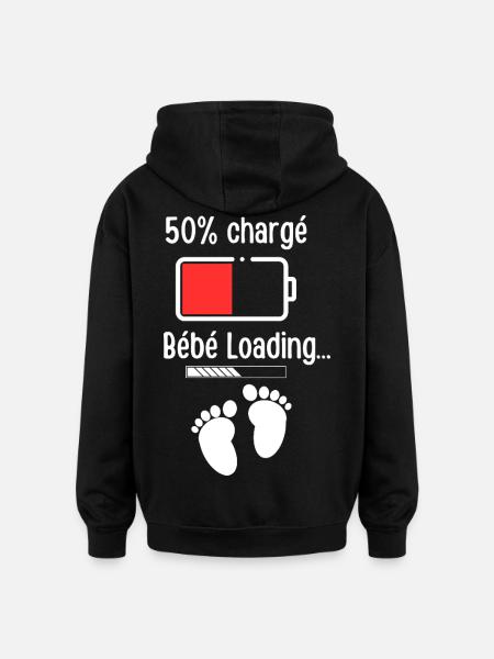 Baby-Ladeakku 50% - Oversized Unisex Hoodie - Schwarz