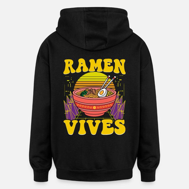 Ramen Vives - Sweat à capuche oversize unisexe - noir