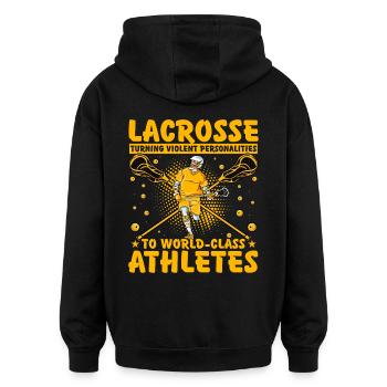 Lacrosse Lustiger Spruch - Oversized Unisex Hoodie - Schwarz - Hinten - Noah (186cm)