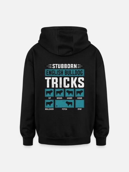 Astuces de bouledogue anglais têtus - Sweat à capuche oversize unisexe - noir