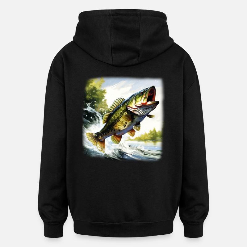 Poisson bar - Sweat à capuche oversize unisexe - noir